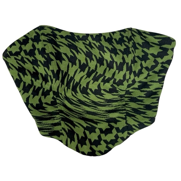 Camila Coelho Size XS Seraphina Corset Top in Green & Black Houndstooth - Picture 3 of 8